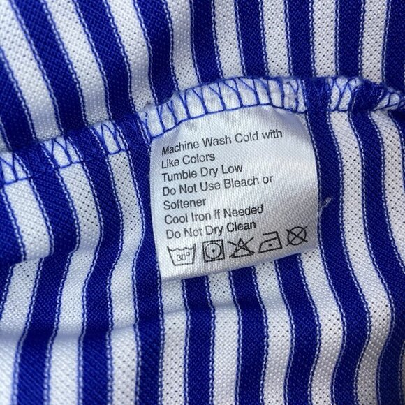 BOBBY JONES X-H20 Blue Striped Golf Polo Shirt Embroidered Cascata Men's Size L - Picture 8 of 11